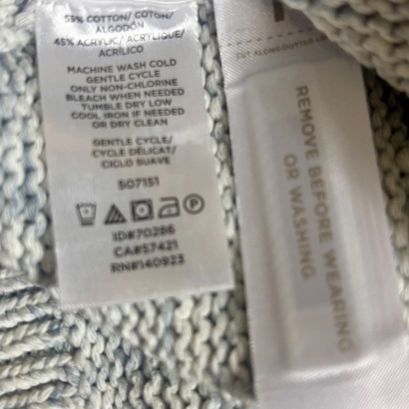 LOFT Womens Large Marled Blue Cream Halter Sleeveless Sweater Tank Top - Picture 6 of 10